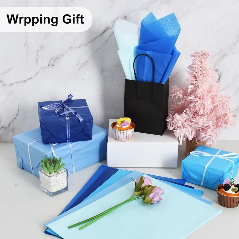 BEISHIDA 100 Sheets Blue Series Tissue Paper Bulk, Wrapping Tissue Paper for Gift Bags, 14 x 20 Inch Gift Wrap for Birthday Wedding Graduation DIY Crafts Holiday Flowers(Blue Series) - Image 4